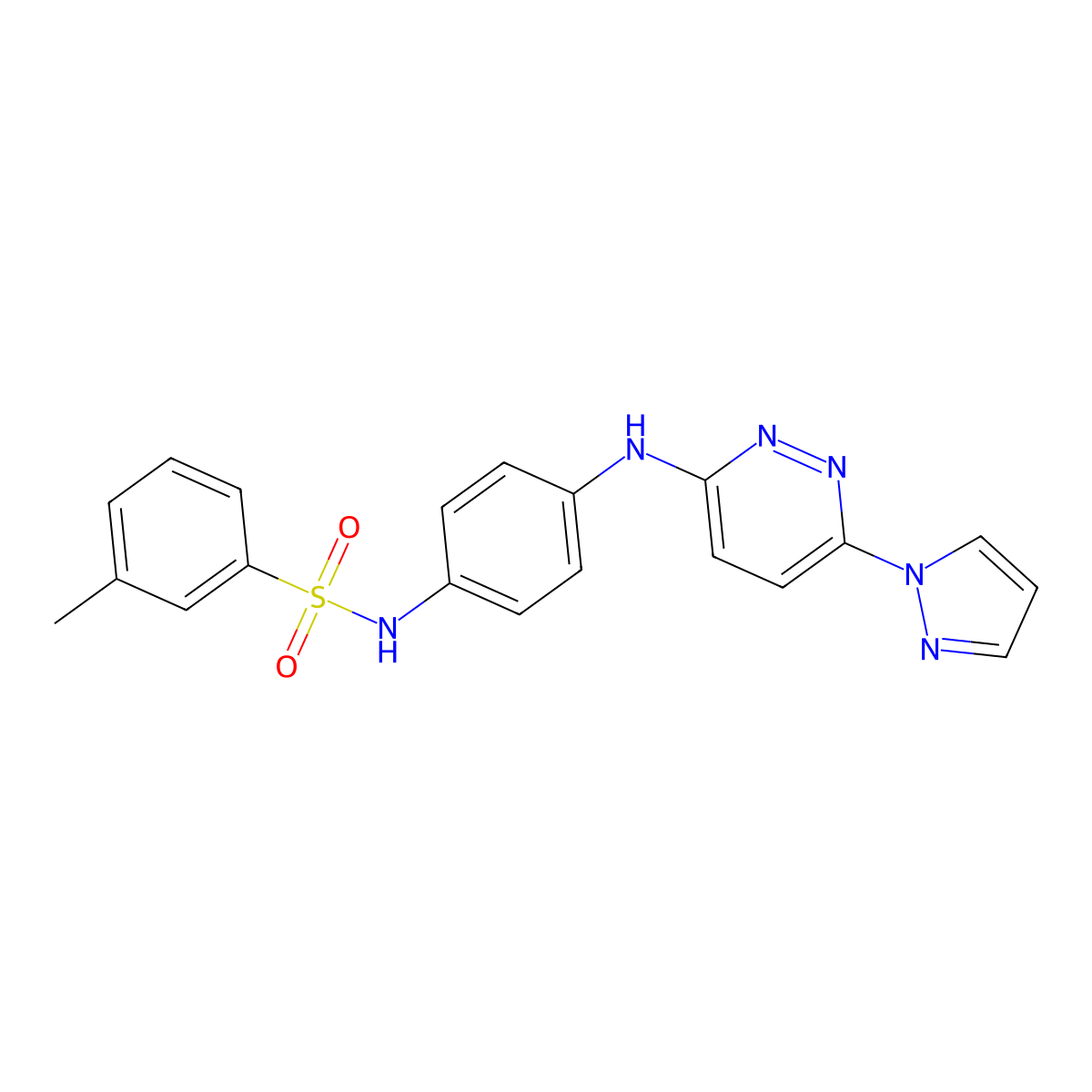 N-(4-((6-(1H-pyrazol-1-yl)pyridazin-3-yl)amino)phenyl)-3-methylbenzenesulfonamide molecular structure, CAS 1014026-14-2