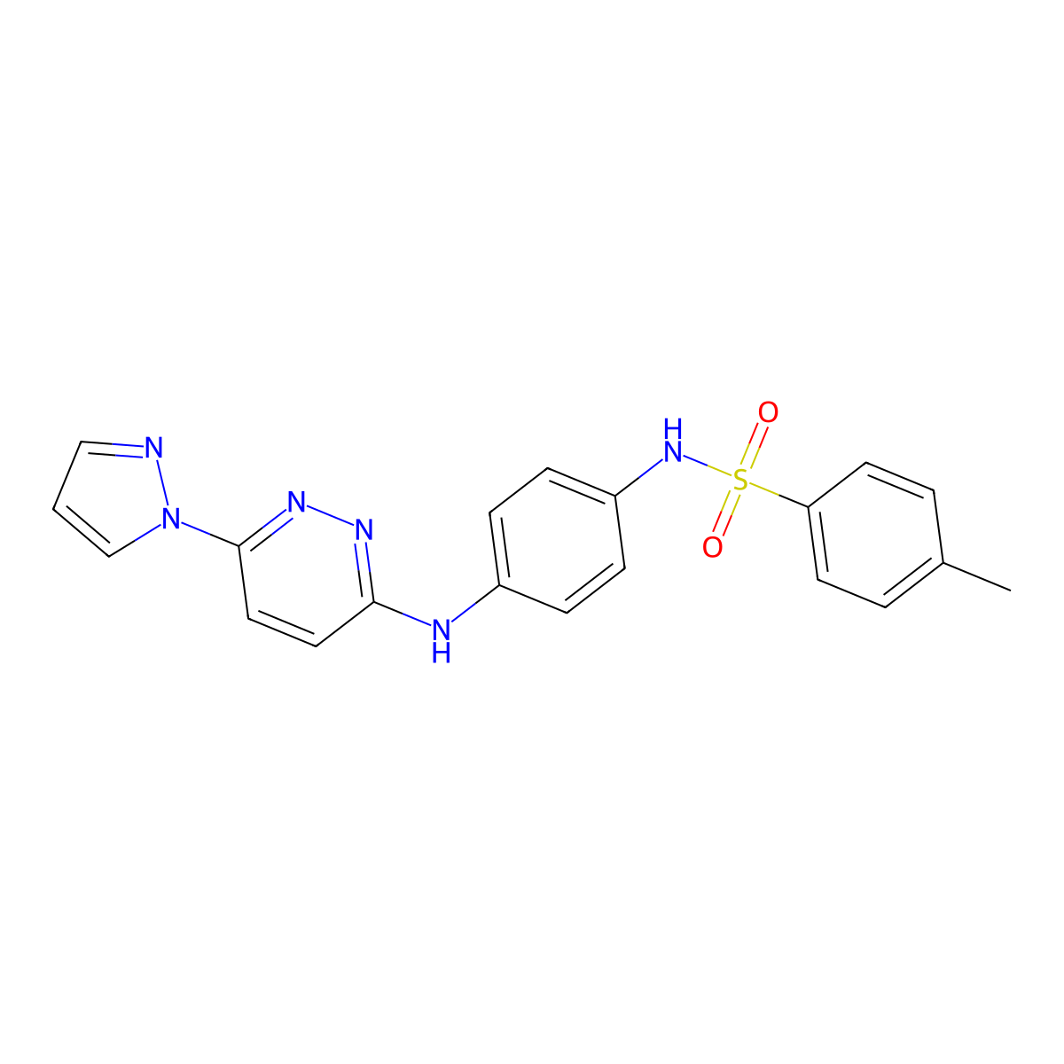 N-(4-((6-(1H-pyrazol-1-yl)pyridazin-3-yl)amino)phenyl)-4-methylbenzenesulfonamide molecular structure, CAS 1014026-15-3