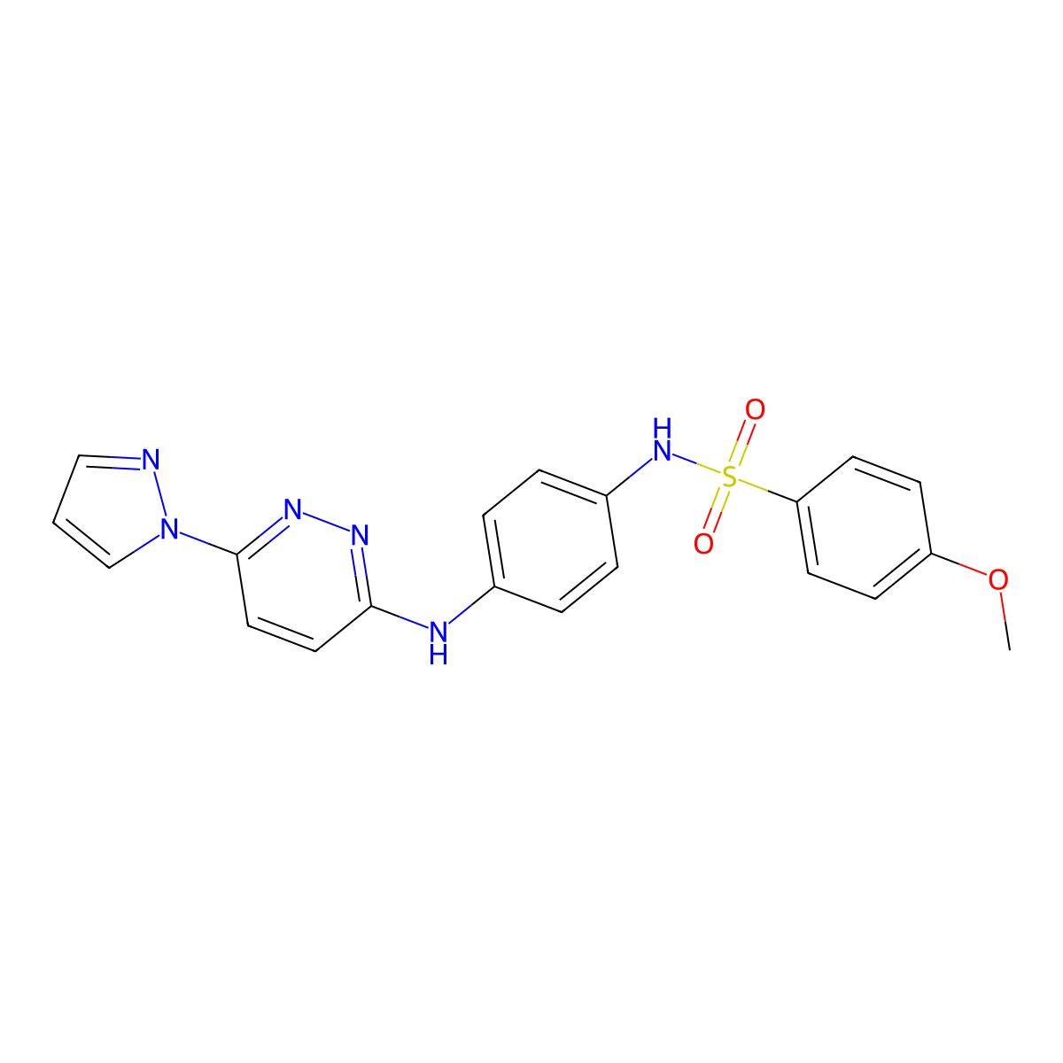 4-methoxy-N-(4-{[6-(1H-pyrazol-1-yl)pyridazin-3-yl]amino}phenyl)benzene-1-sulfonamide molecular structure, CAS 1014026-22-2