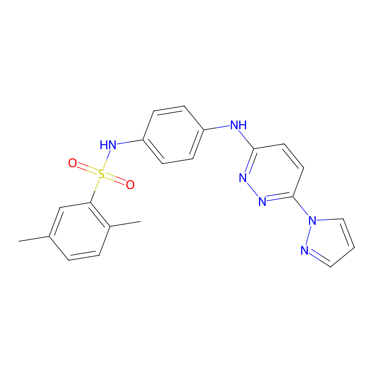N-(4-((6-(1H-pyrazol-1-yl)pyridazin-3-yl)amino)phenyl)-2,5-dimethylbenzenesulfonamide molecular structure, CAS 1014026-23-3