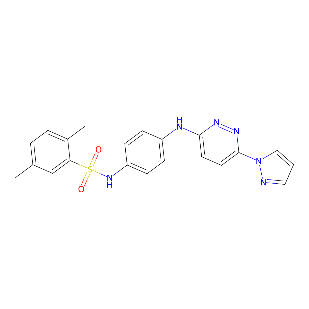 N-(4-((6-(1H-pyrazol-1-yl)pyridazin-3-yl)amino)phenyl)-2,5-dimethylbenzenesulfonamide molecular structure, CAS 1014026-23-3
