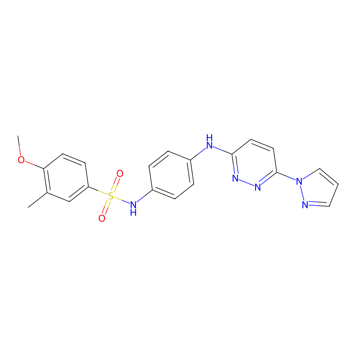 N-(4-((6-(1H-pyrazol-1-yl)pyridazin-3-yl)amino)phenyl)-4-methoxy-3-methylbenzenesulfonamide molecular structure, CAS 1014026-78-8