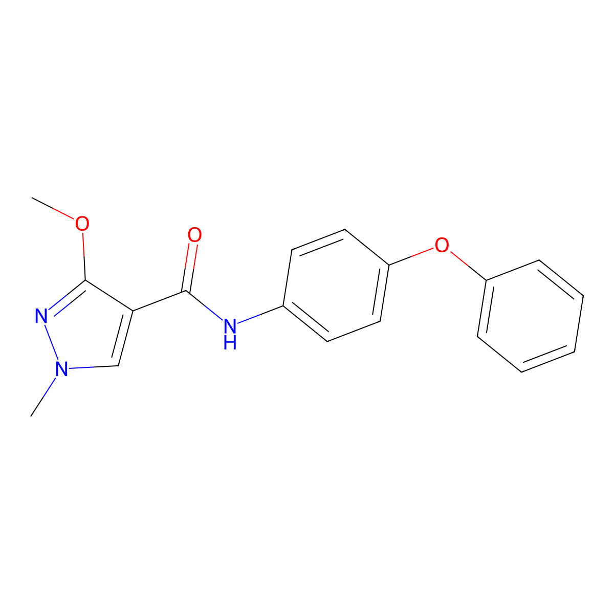 3-methoxy-1-methyl-N-(4-phenoxyphenyl)-1H-pyrazole-4-carboxamide molecular structure, CAS 1014026-84-6