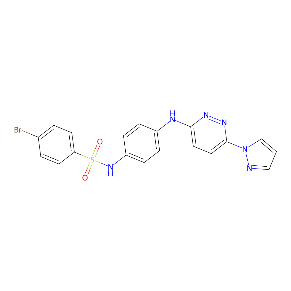 N-(4-((6-(1H-pyrazol-1-yl)pyridazin-3-yl)amino)phenyl)-4-bromobenzenesulfonamide molecular structure, CAS 1014026-90-4
