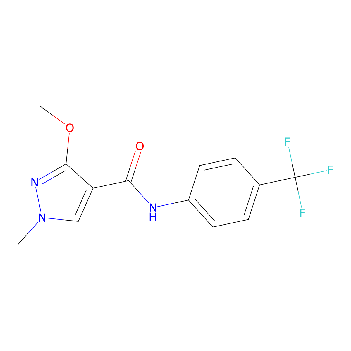 3-methoxy-1-methyl-N-(4-(trifluoromethyl)phenyl)-1H-pyrazole-4-carboxamide molecular structure, CAS 1014026-92-6