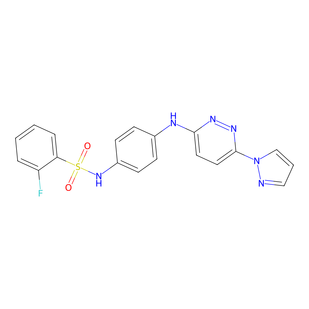 N-(4-((6-(1H-pyrazol-1-yl)pyridazin-3-yl)amino)phenyl)-2-fluorobenzenesulfonamide molecular structure, CAS 1014027-02-1