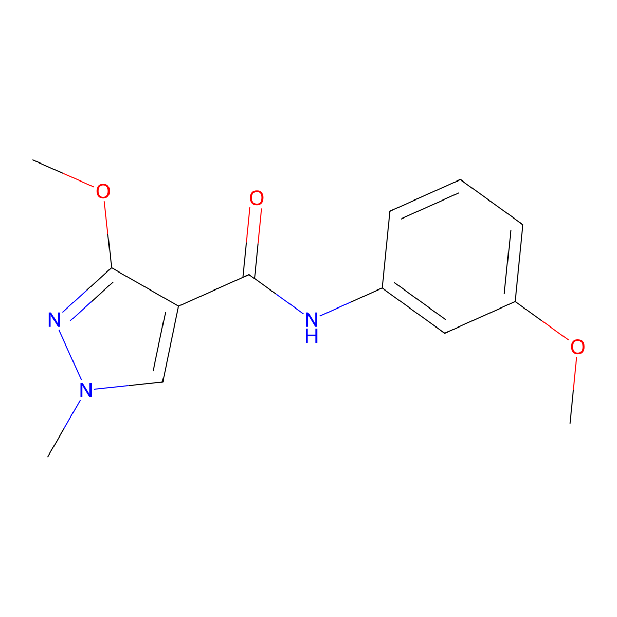 3-methoxy-N-(3-methoxyphenyl)-1-methyl-1H-pyrazole-4-carboxamide molecular structure, CAS 1014027-05-4