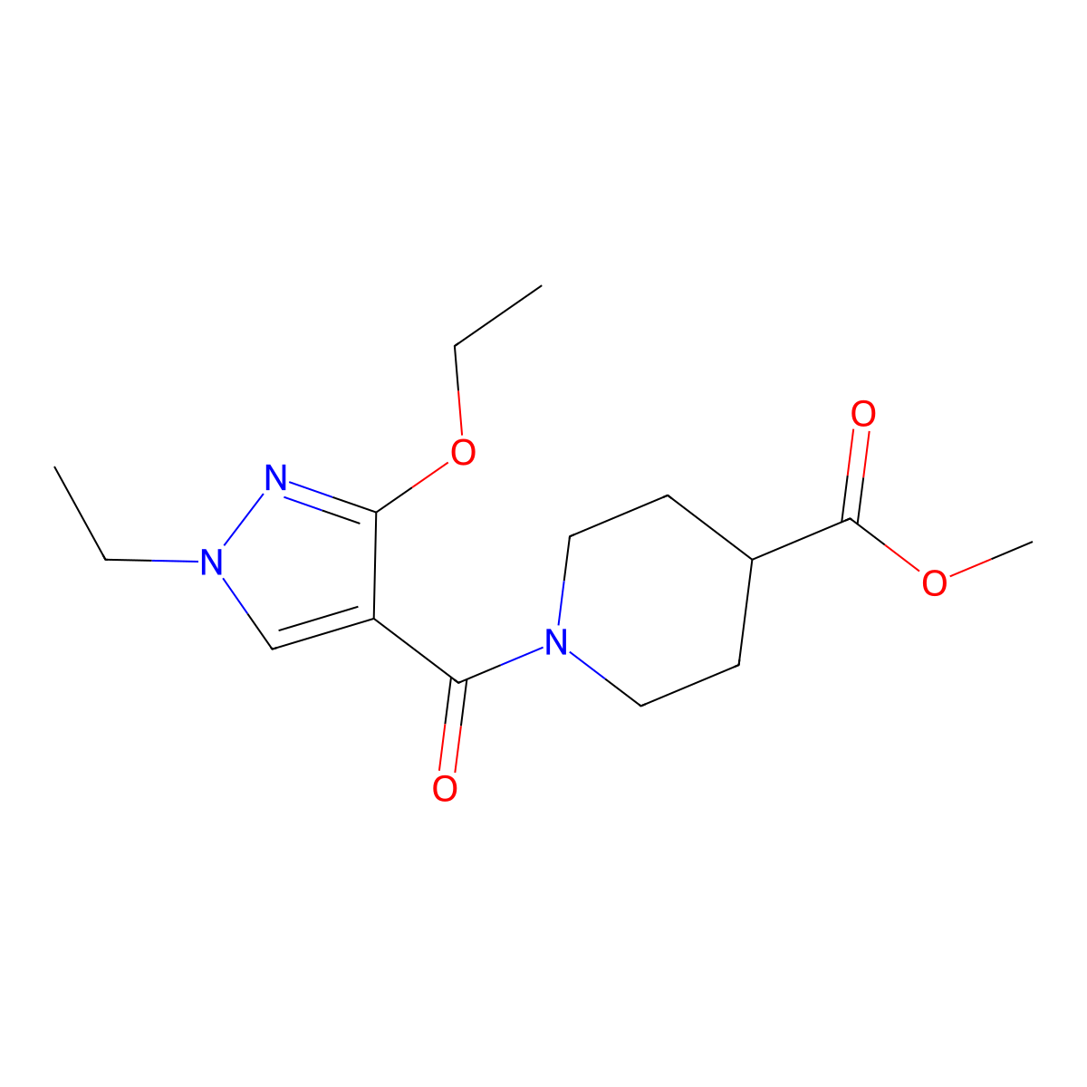methyl 1-(3-ethoxy-1-ethyl-1H-pyrazole-4-carbonyl)piperidine-4-carboxylate molecular structure, CAS 1014027-09-8