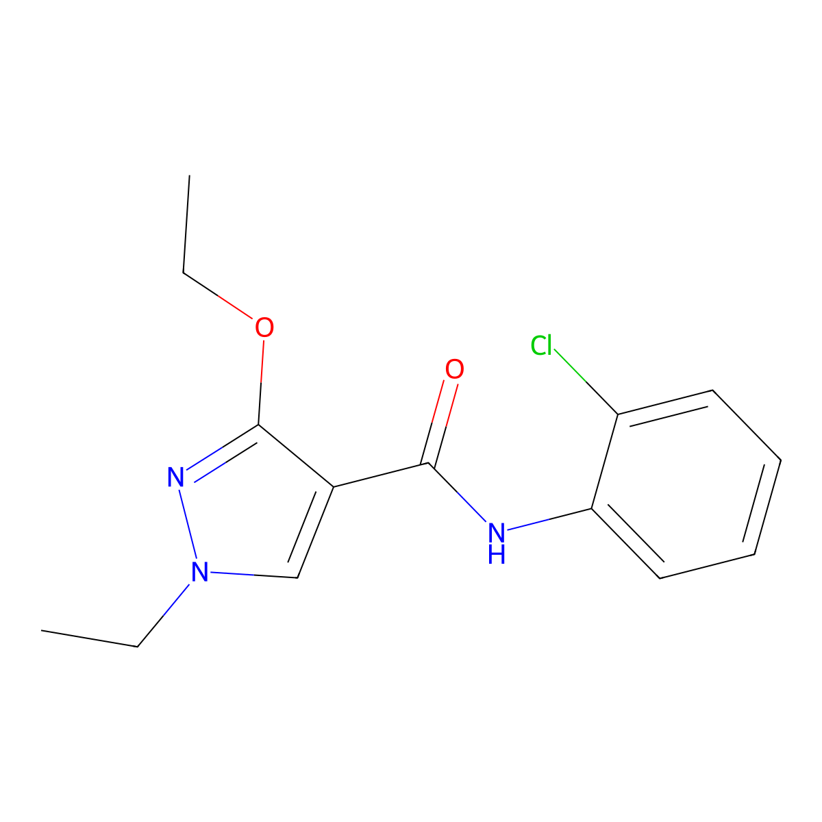 N-(2-chlorophenyl)-3-ethoxy-1-ethyl-1H-pyrazole-4-carboxamide molecular structure, CAS 1014027-44-1