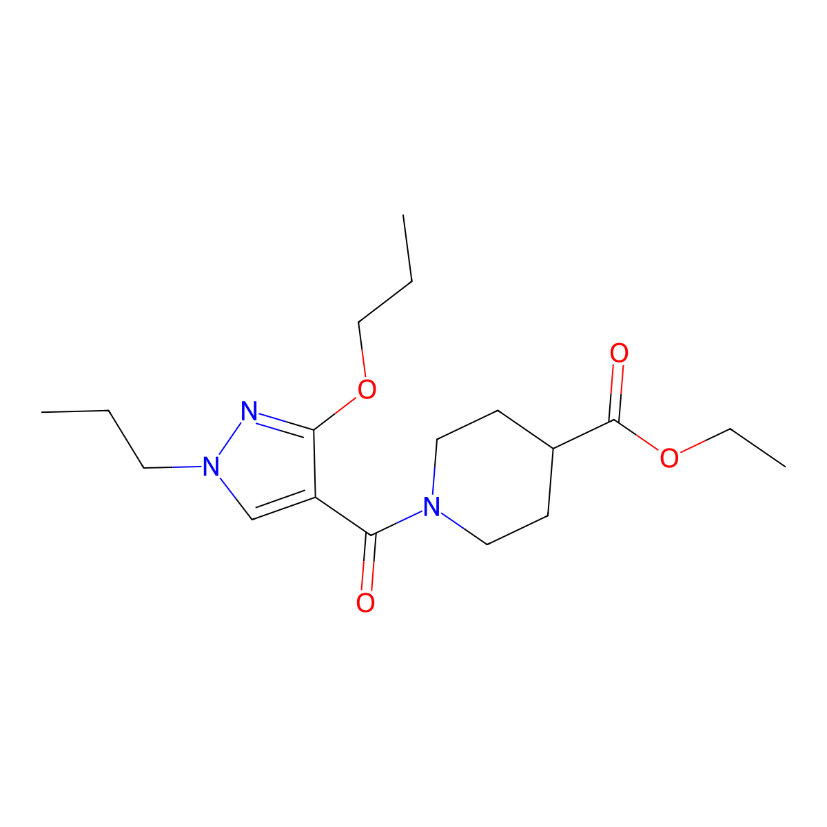 ethyl 1-(3-propoxy-1-propyl-1H-pyrazole-4-carbonyl)piperidine-4-carboxylate molecular structure, CAS 1014027-50-9
