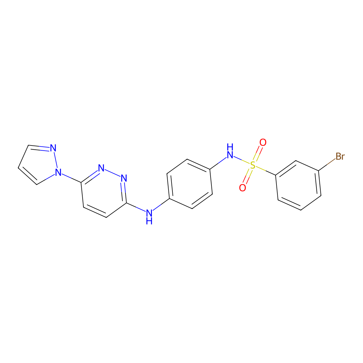 N-(4-((6-(1H-pyrazol-1-yl)pyridazin-3-yl)amino)phenyl)-3-bromobenzenesulfonamide molecular structure, CAS 1014027-65-6