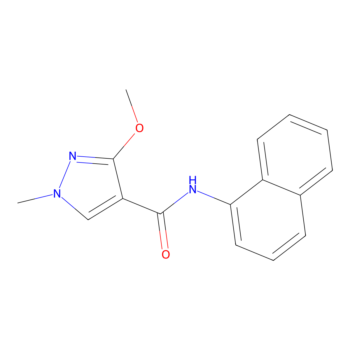 3-methoxy-1-methyl-N-(naphthalen-1-yl)-1H-pyrazole-4-carboxamide molecular structure, CAS 1014027-91-8