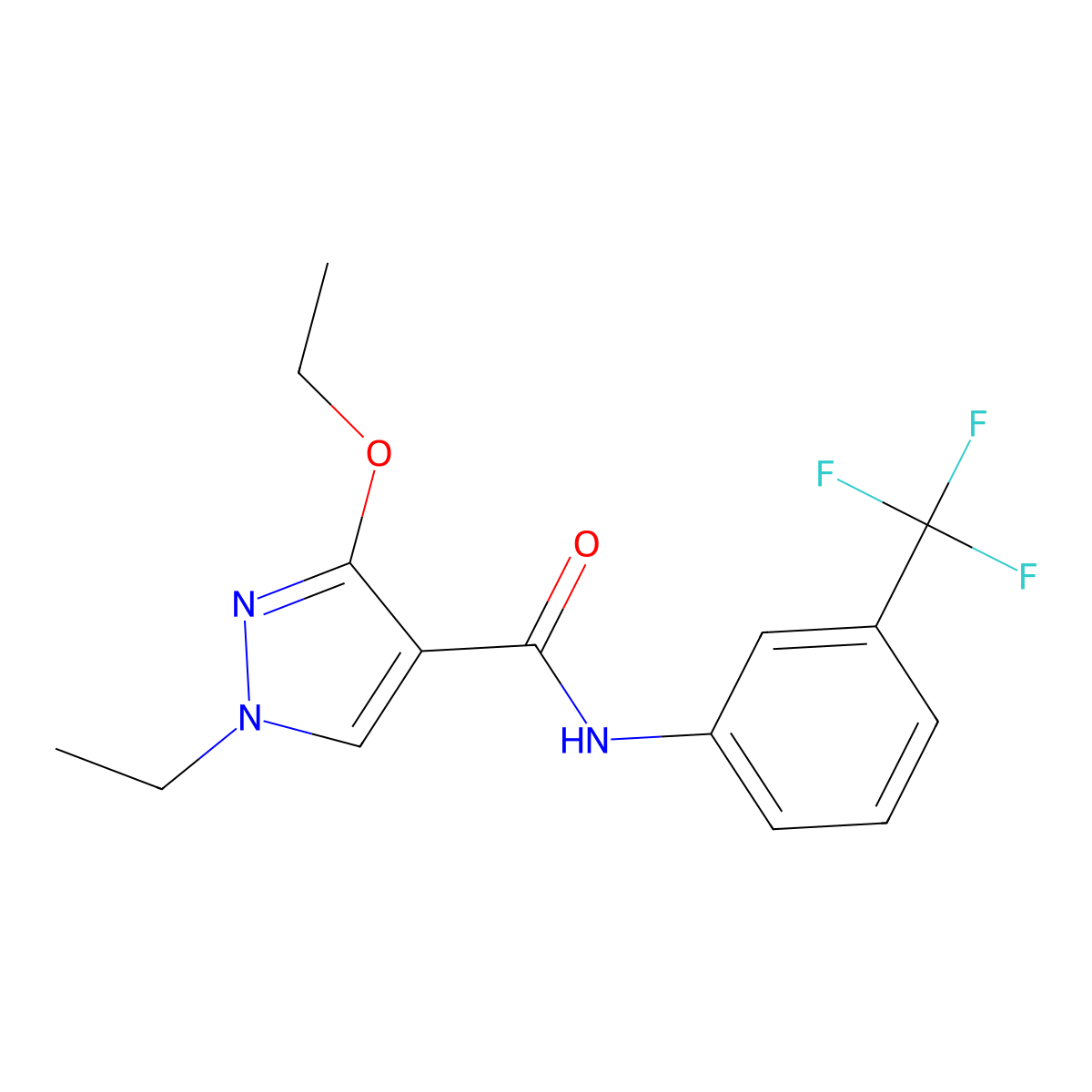 3-ethoxy-1-ethyl-N-(3-(trifluoromethyl)phenyl)-1H-pyrazole-4-carboxamide molecular structure, CAS 1014027-92-9