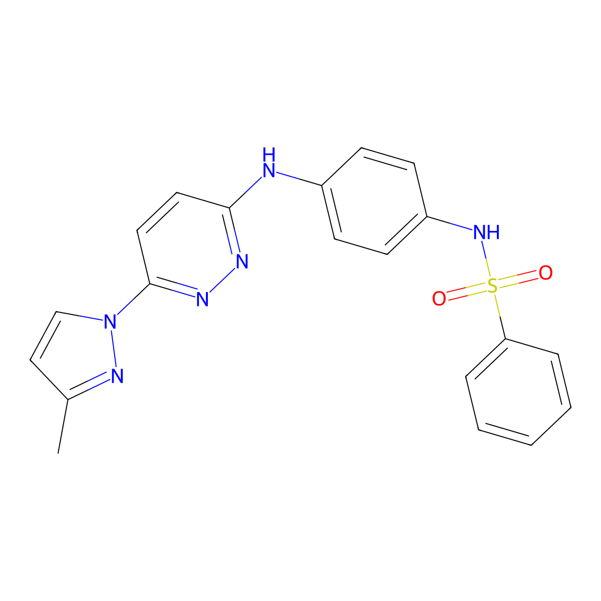 N-(4-{[6-(3-methyl-1H-pyrazol-1-yl)pyridazin-3-yl]amino}phenyl)benzenesulfonamide molecular structure, CAS 1014027-94-1