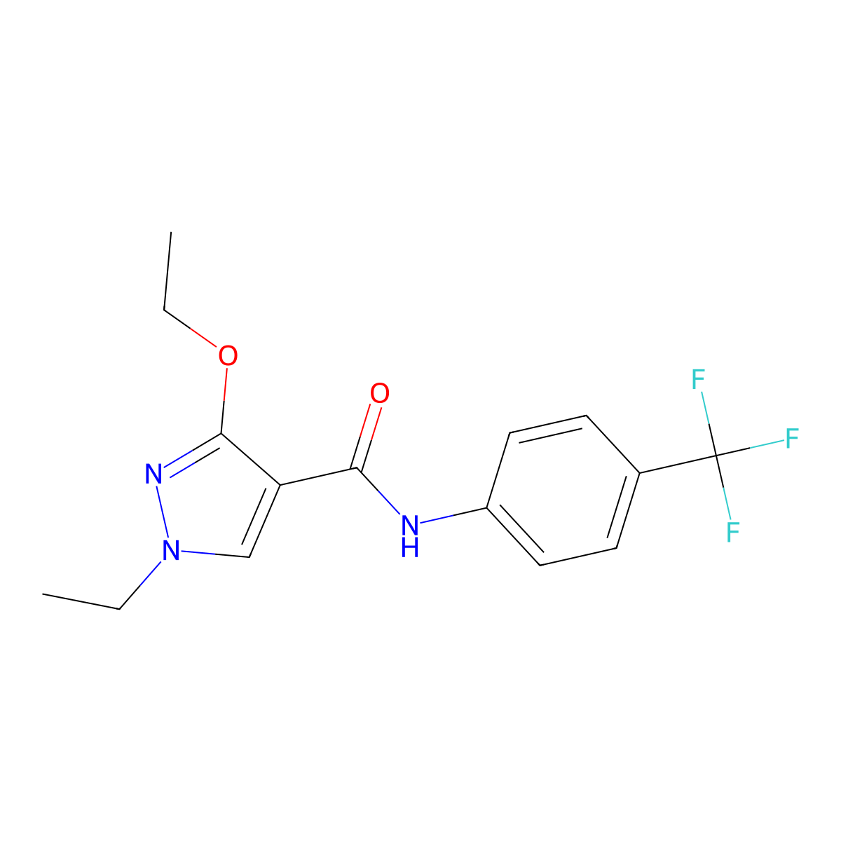 3-ethoxy-1-ethyl-N-(4-(trifluoromethyl)phenyl)-1H-pyrazole-4-carboxamide molecular structure, CAS 1014028-00-2
