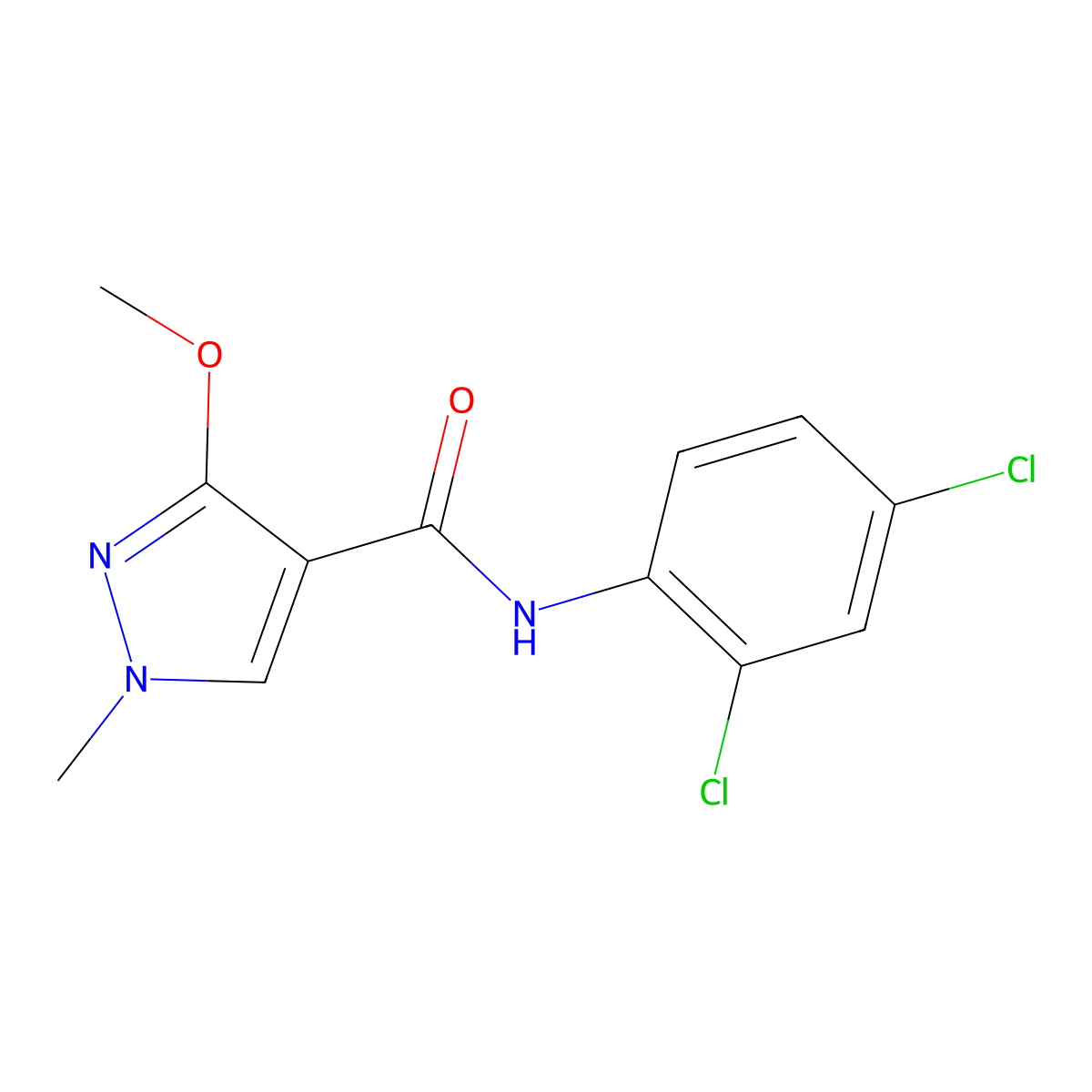 N-(2,4-dichlorophenyl)-3-methoxy-1-methyl-1H-pyrazole-4-carboxamide molecular structure, CAS 1014028-01-3