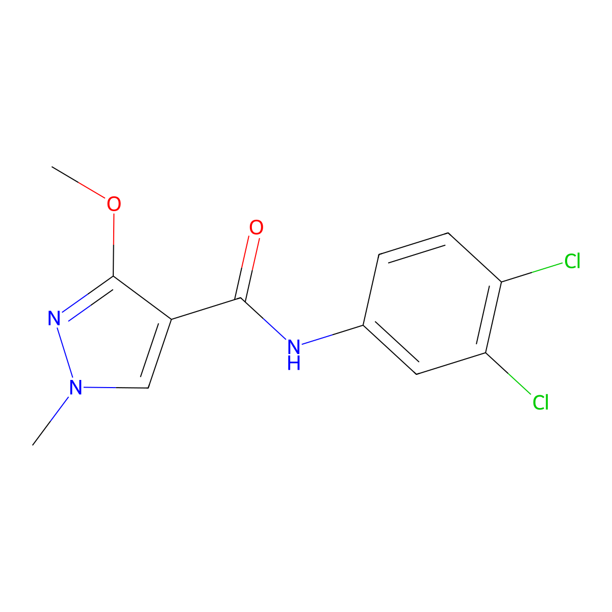 N-(3,4-dichlorophenyl)-3-methoxy-1-methyl-1H-pyrazole-4-carboxamide molecular structure, CAS 1014028-18-2