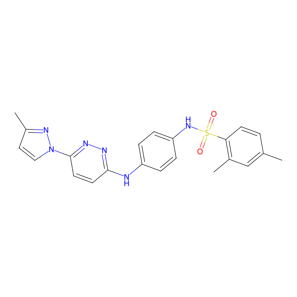 2,4-dimethyl-N-(4-((6-(3-methyl-1H-pyrazol-1-yl)pyridazin-3-yl)amino)phenyl)benzenesulfonamide molecular structure, CAS 1014028-30-8