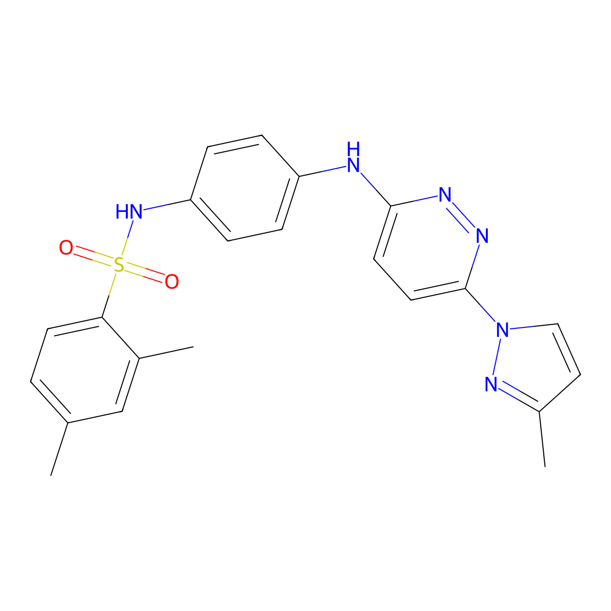 2,4-dimethyl-N-(4-((6-(3-methyl-1H-pyrazol-1-yl)pyridazin-3-yl)amino)phenyl)benzenesulfonamide molecular structure, CAS 1014028-30-8