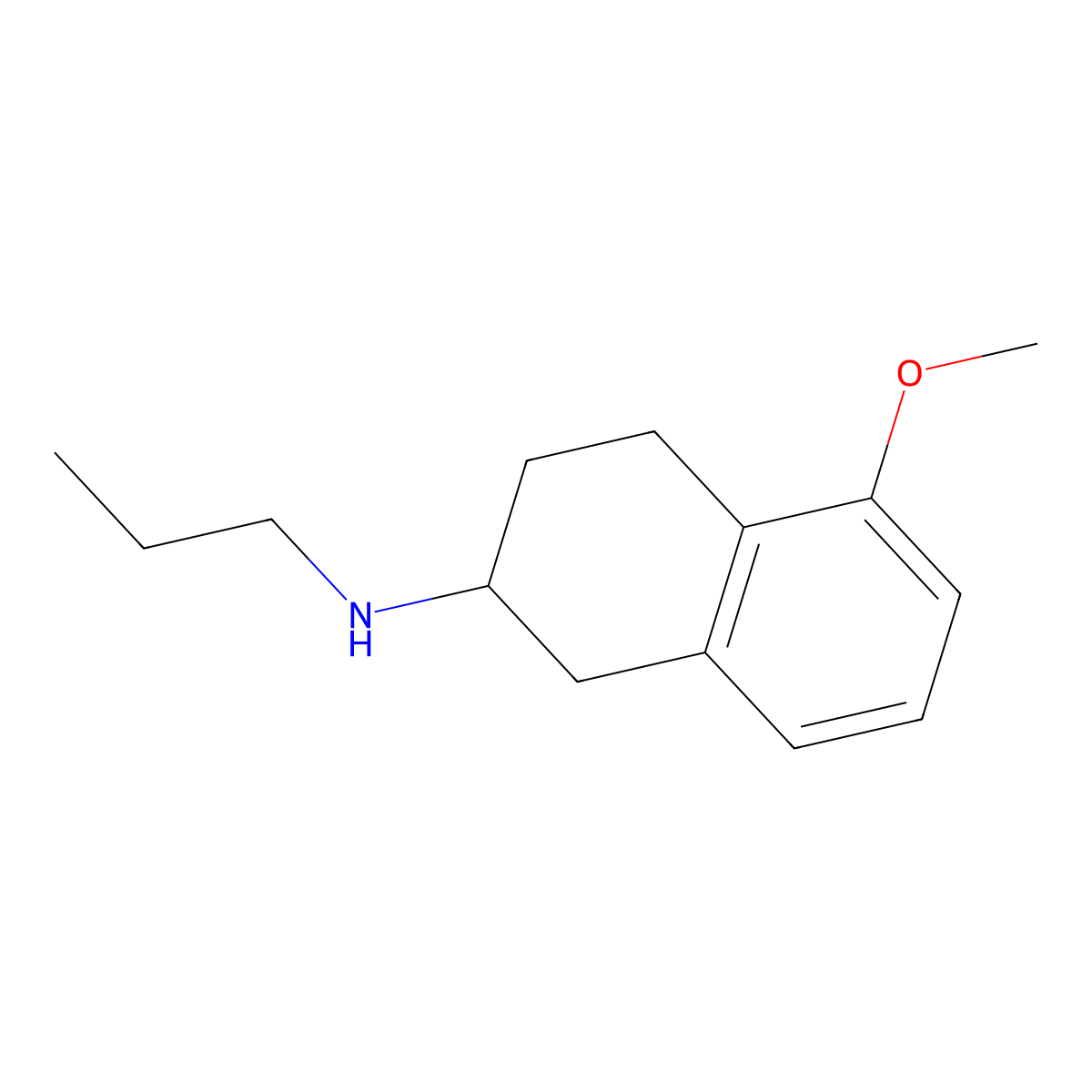 (2R)-5-methoxy-N-propyl-1,2,3,4-tetrahydronaphthalen-2-amine molecular structure, CAS 101403-25-2