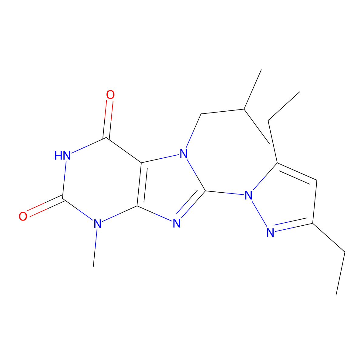 8-(3,5-Diethyl-1H-pyrazol-1-yl)-7-isobutyl-3-methyl-1H-purine-2,6(3H,7H)-dione molecular structure, CAS 1014032-27-9