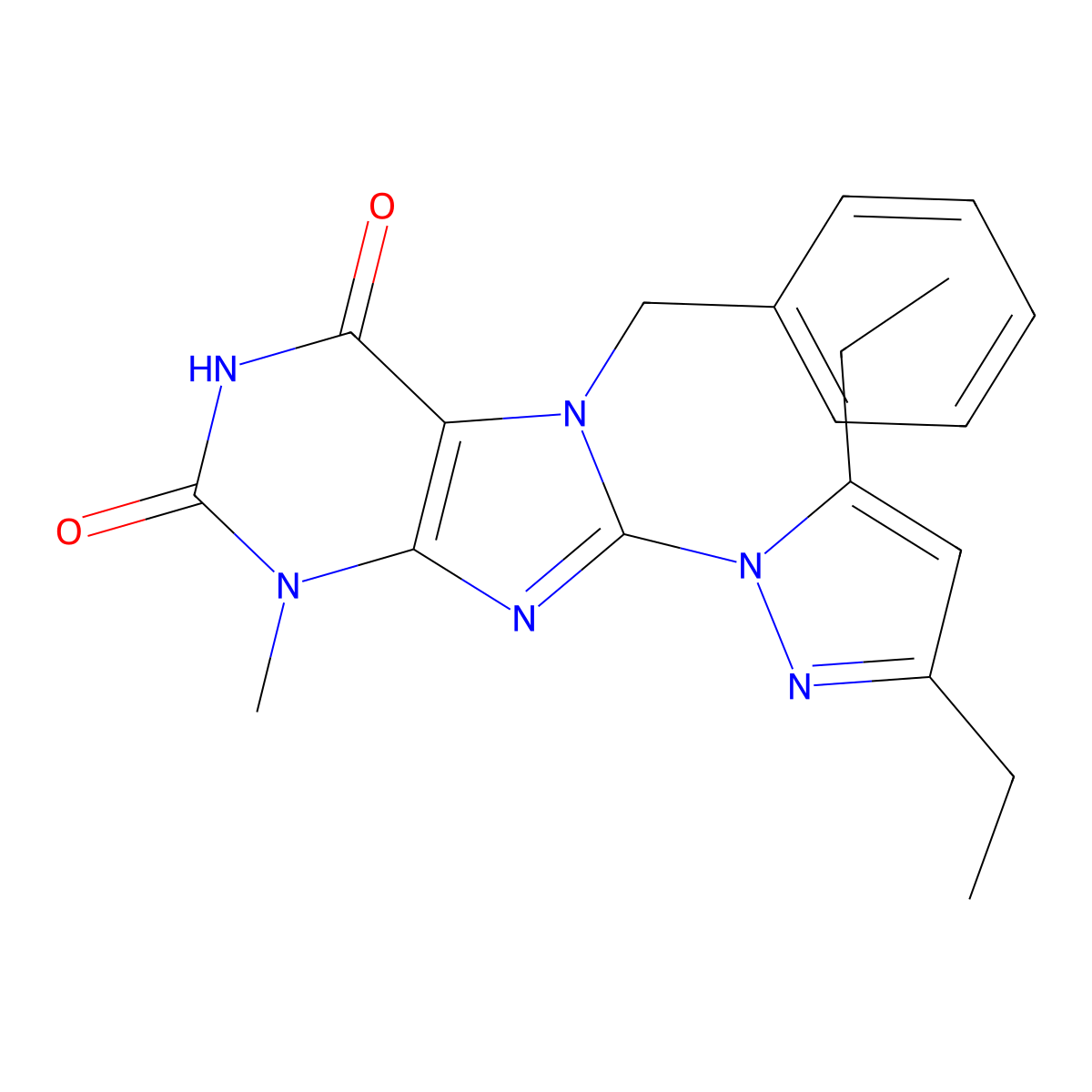 8-(3,5-Diethylpyrazolyl)-3-methyl-7-benzyl-1,3,7-trihydropurine-2,6-dione molecular structure, CAS 1014032-93-9
