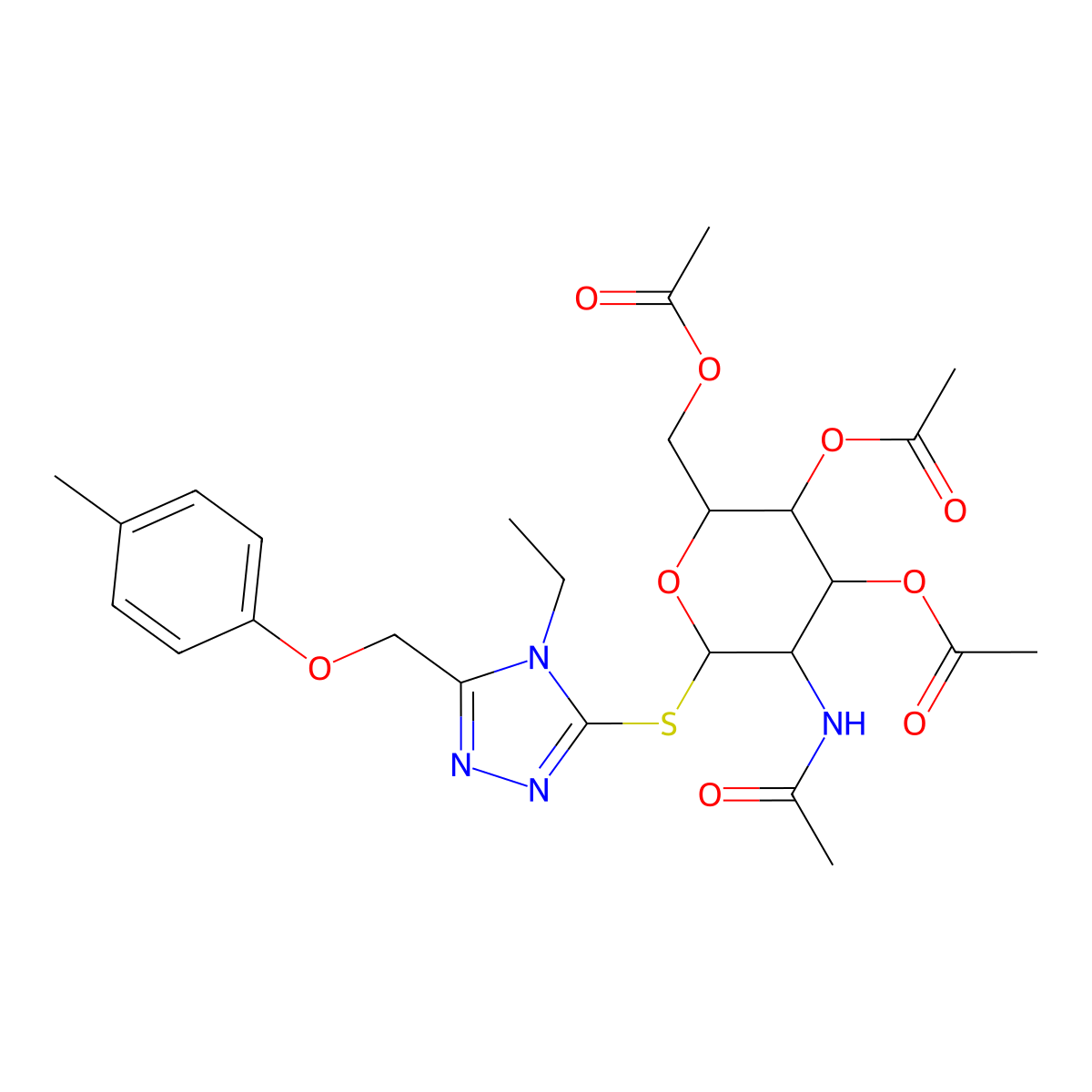 [(2R,3S,4R,5R,6S)-5-acetamido-3,4-diacetyloxy-6-[[4-ethyl-5-[(4-methylphenoxy)methyl]-1,2,4-triazol-3-yl]sulfanyl]oxan-2-yl]methyl acetate molecular structure, CAS 1014040-78-8