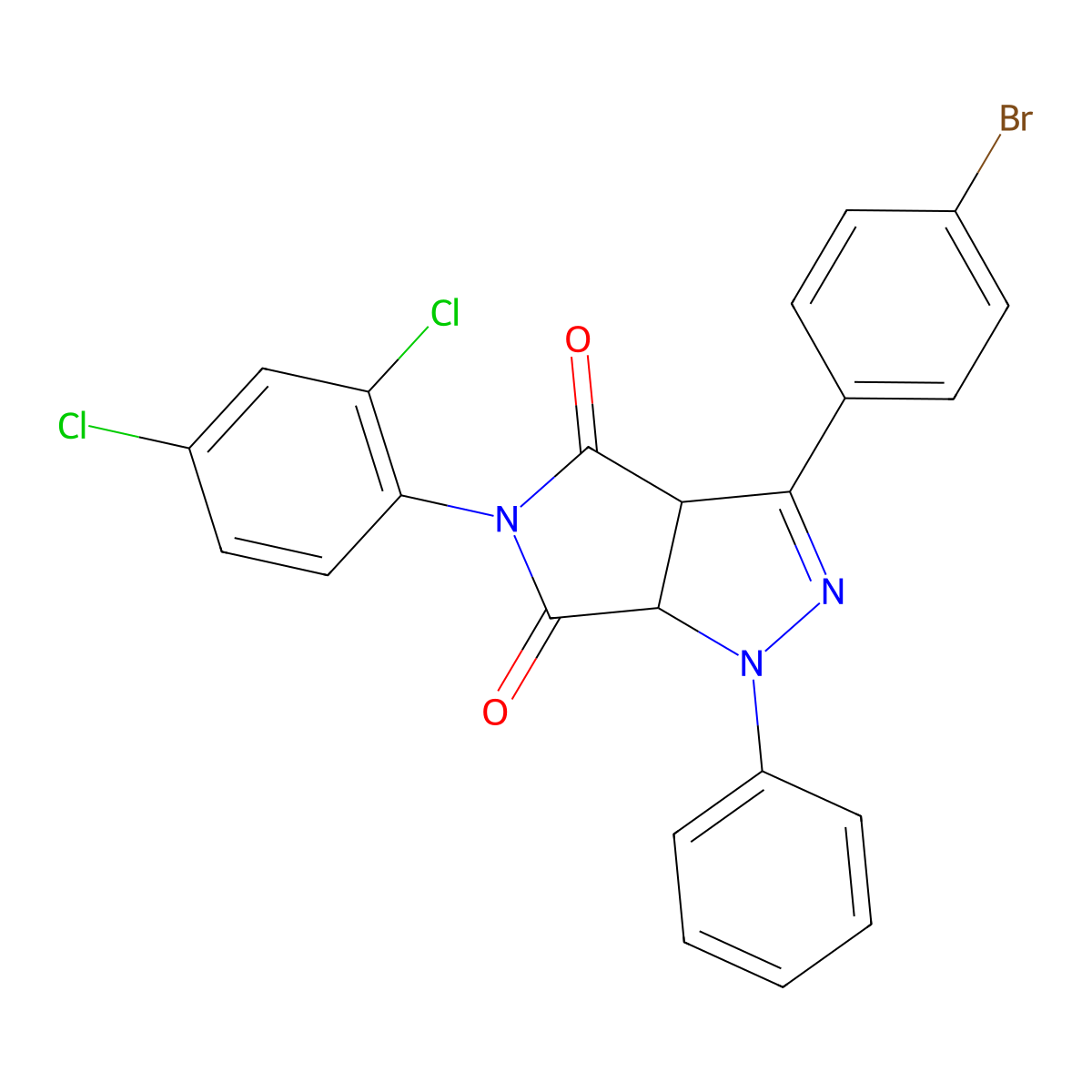 (3aS,6aS)-3-(4-bromophenyl)-5-(2,4-dichlorophenyl)-1-phenyl-3a,6a-dihydropyrrolo[3,4-c]pyrazole-4,6(1H,5H)-dione molecular structure, CAS 1014041-41-8
