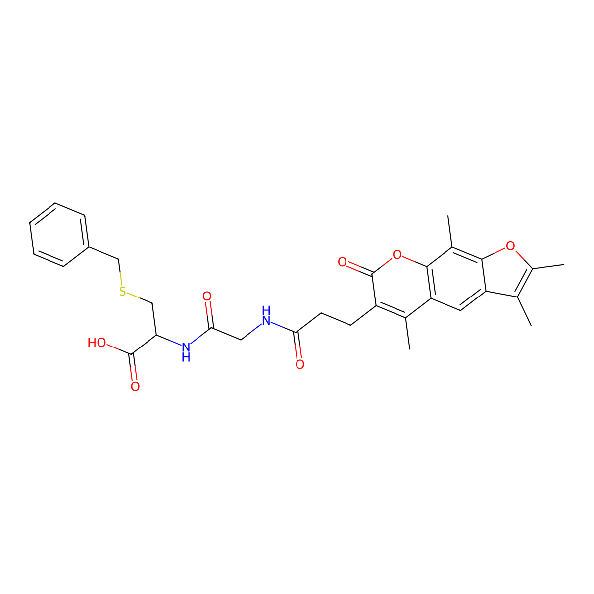 N-[3-(2,3,5,9-tetramethyl-7-oxo-7H-furo[3,2-g]chromen-6-yl)propanoyl]glycyl-S-benzyl-L-cysteine molecular structure, CAS 1014042-66-0