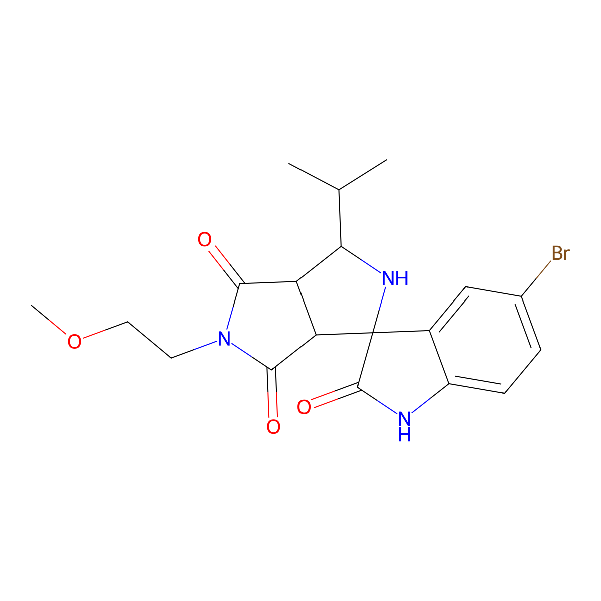 (3aR,6aS)-5'-bromo-5-(2-methoxyethyl)-1-propan-2-ylspiro[1,2,3a,6a-tetrahydropyrrolo[3,4-c]pyrrole-3,3'-1H-indole]-2',4,6-trione molecular structure, CAS 1014043-45-8