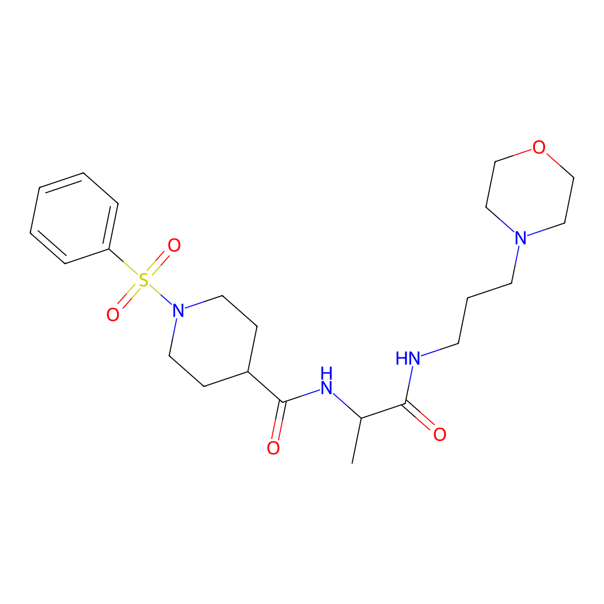 N-[(2S)-1-{[3-(morpholin-4-yl)propyl]amino}-1-oxopropan-2-yl]-1-(phenylsulfonyl)piperidine-4-carboxamide molecular structure, CAS 1014043-60-7