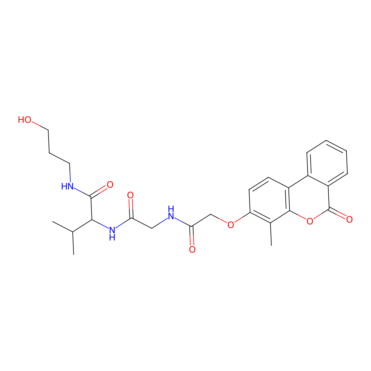N-{[(4-methyl-6-oxo-6H-benzo[c]chromen-3-yl)oxy]acetyl}glycyl-N-(3-hydroxypropyl)-L-valinamide molecular structure, CAS 1014043-88-9