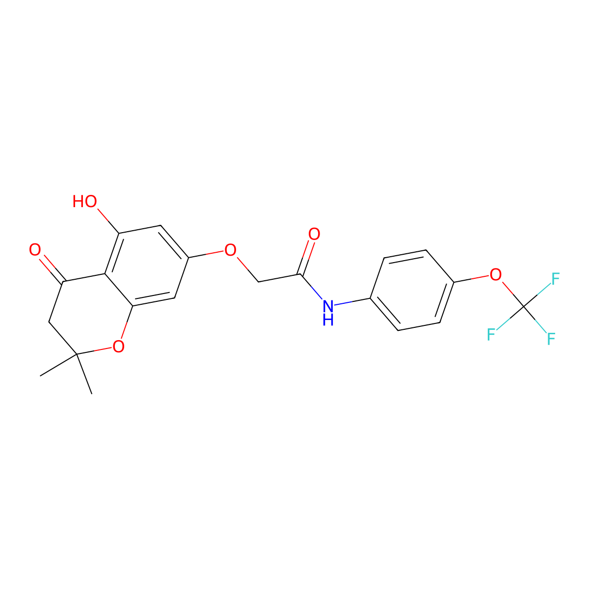 2-((5-hydroxy-2,2-dimethyl-4-oxochroman-7-yl)oxy)-N-(4-(trifluoromethoxy)phenyl)acetamide molecular structure, CAS 1014044-01-9
