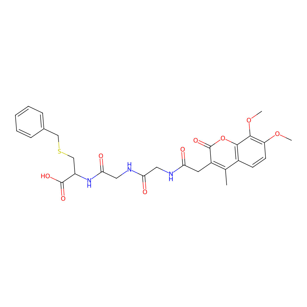 N-[(7,8-dimethoxy-4-methyl-2-oxo-2H-chromen-3-yl)acetyl]glycylglycyl-S-benzyl-L-cysteine molecular structure, CAS 1014044-76-8