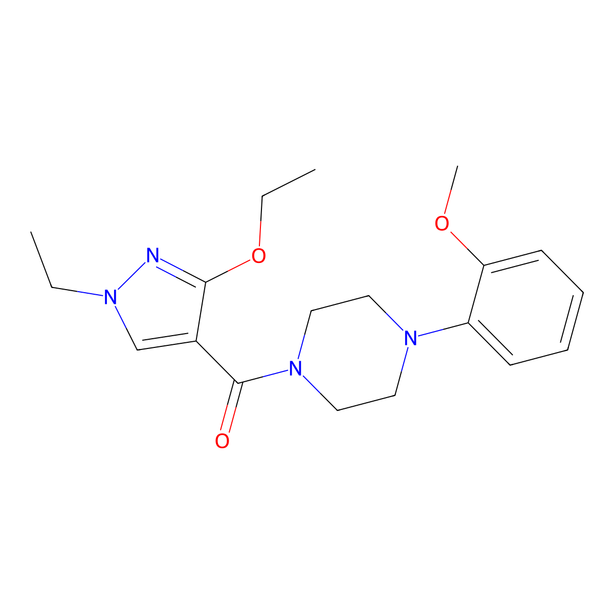 (3-ethoxy-1-ethyl-1H-pyrazol-4-yl)(4-(2-methoxyphenyl)piperazin-1-yl)methanone molecular structure, CAS 1014045-55-6