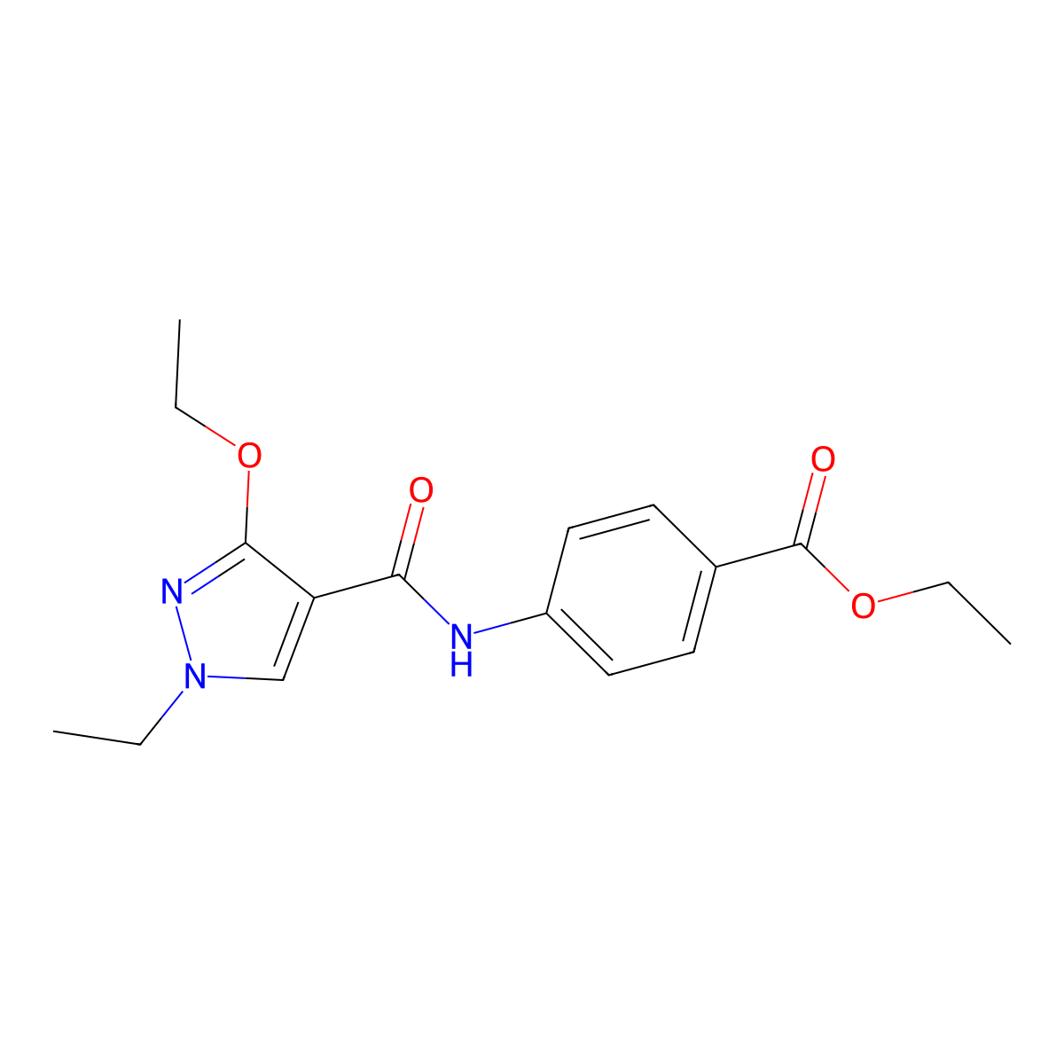 ethyl 4-(3-ethoxy-1-ethyl-1H-pyrazole-4-carboxamido)benzoate molecular structure, CAS 1014045-73-8