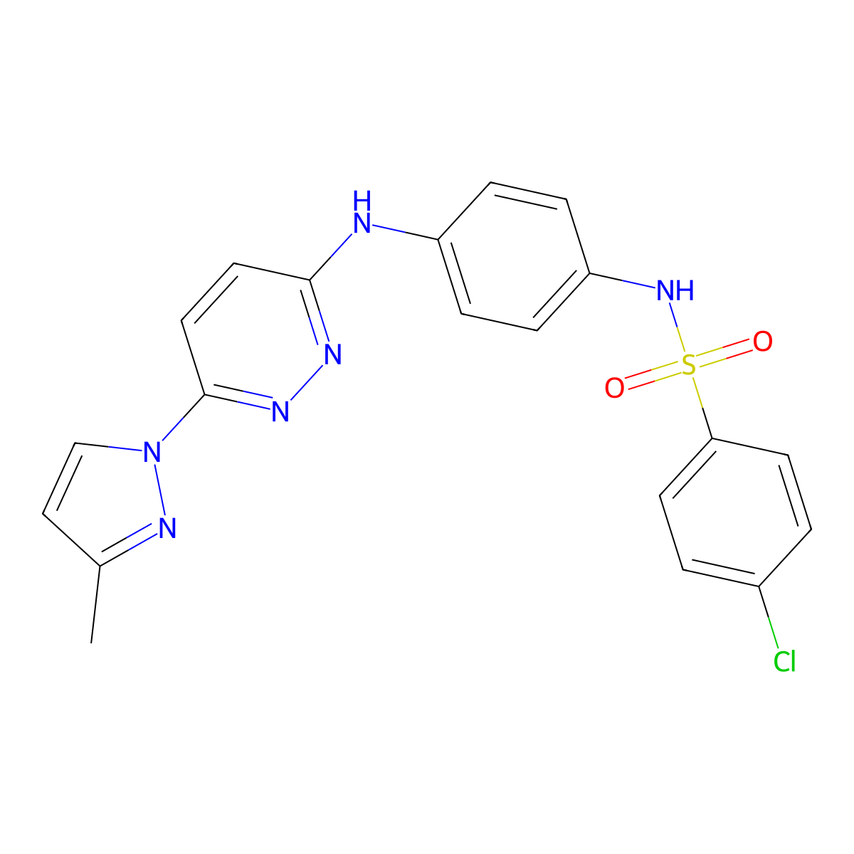 4-chloro-N-(4-((6-(3-methyl-1H-pyrazol-1-yl)pyridazin-3-yl)amino)phenyl)benzenesulfonamide molecular structure, CAS 1014045-79-4