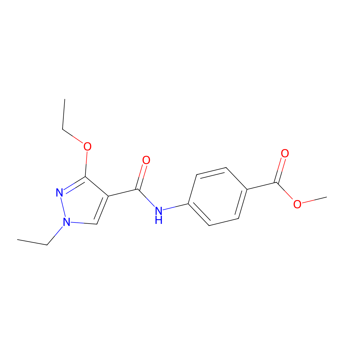 methyl 4-(3-ethoxy-1-ethyl-1H-pyrazole-4-carboxamido)benzoate molecular structure, CAS 1014045-83-0