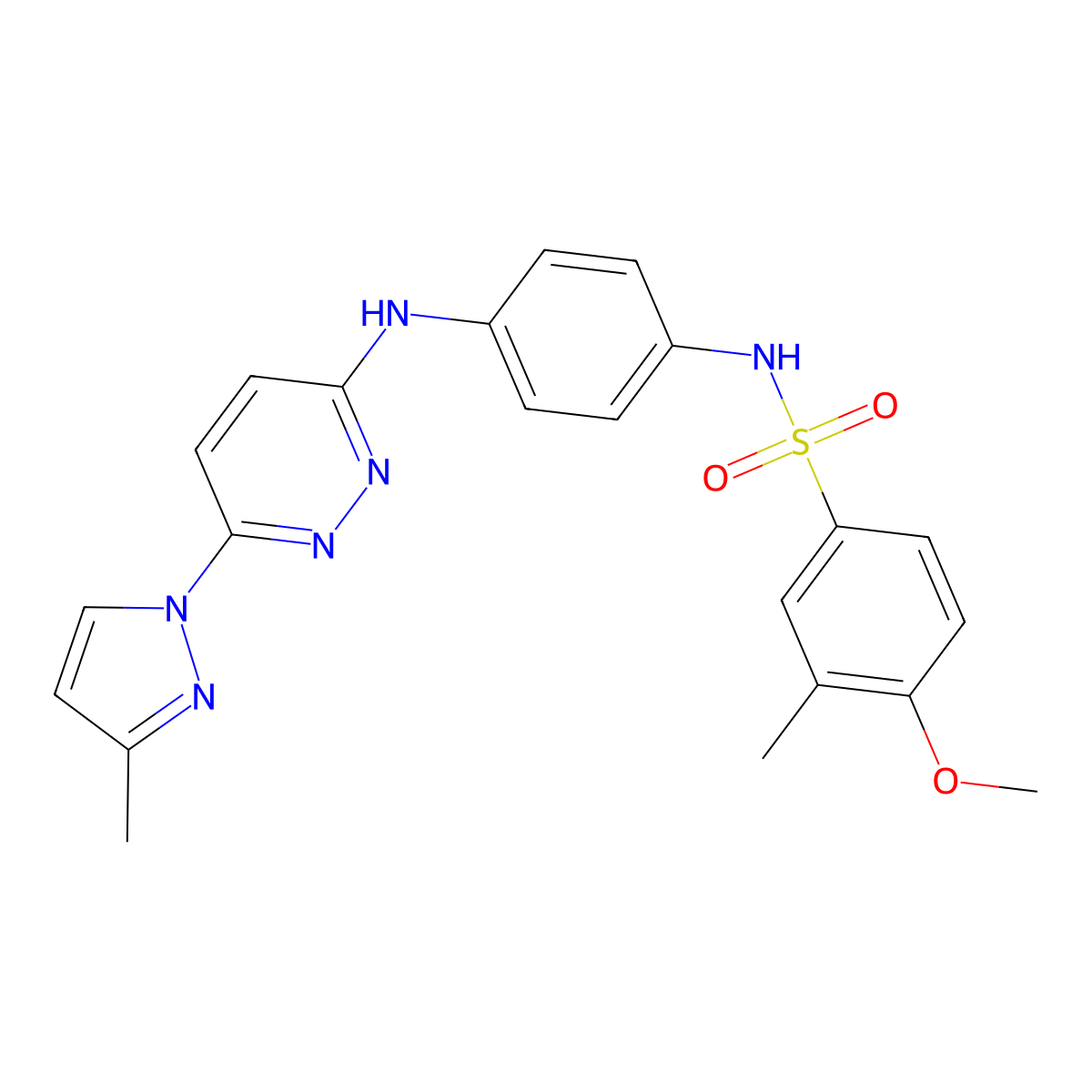 4-methoxy-3-methyl-N-(4-((6-(3-methyl-1H-pyrazol-1-yl)pyridazin-3-yl)amino)phenyl)benzenesulfonamide molecular structure, CAS 1014045-96-5