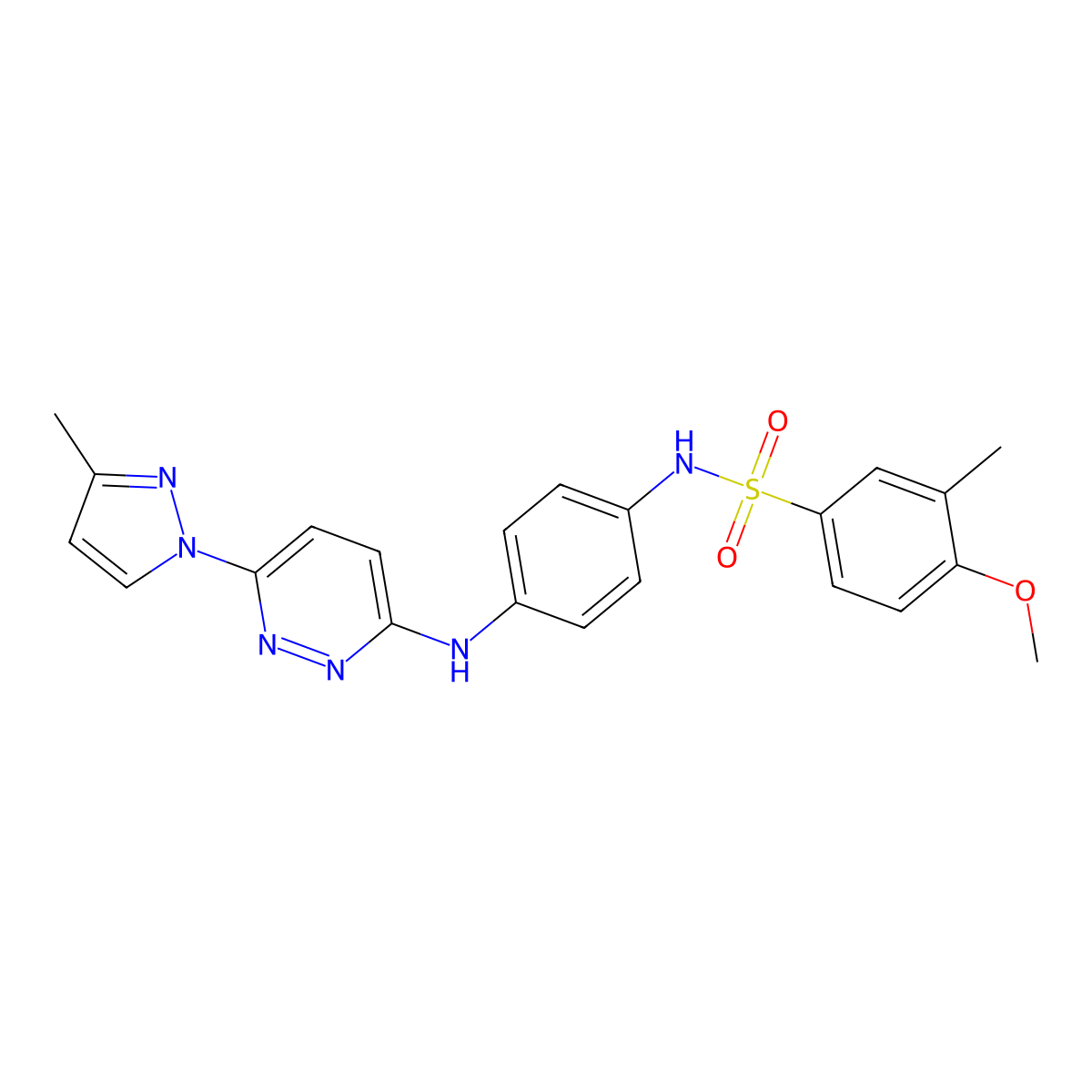 4-methoxy-3-methyl-N-(4-((6-(3-methyl-1H-pyrazol-1-yl)pyridazin-3-yl)amino)phenyl)benzenesulfonamide molecular structure, CAS 1014045-96-5