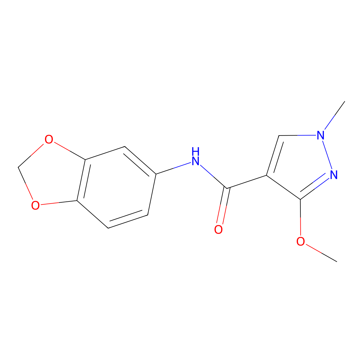 N-(benzo[d][1,3]dioxol-5-yl)-3-methoxy-1-methyl-1H-pyrazole-4-carboxamide molecular structure, CAS 1014046-01-5