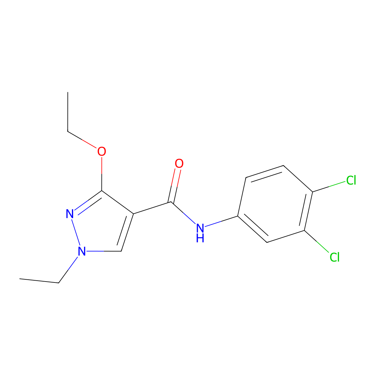 N-(3,4-dichlorophenyl)-3-ethoxy-1-ethyl-1H-pyrazole-4-carboxamide molecular structure, CAS 1014046-07-1