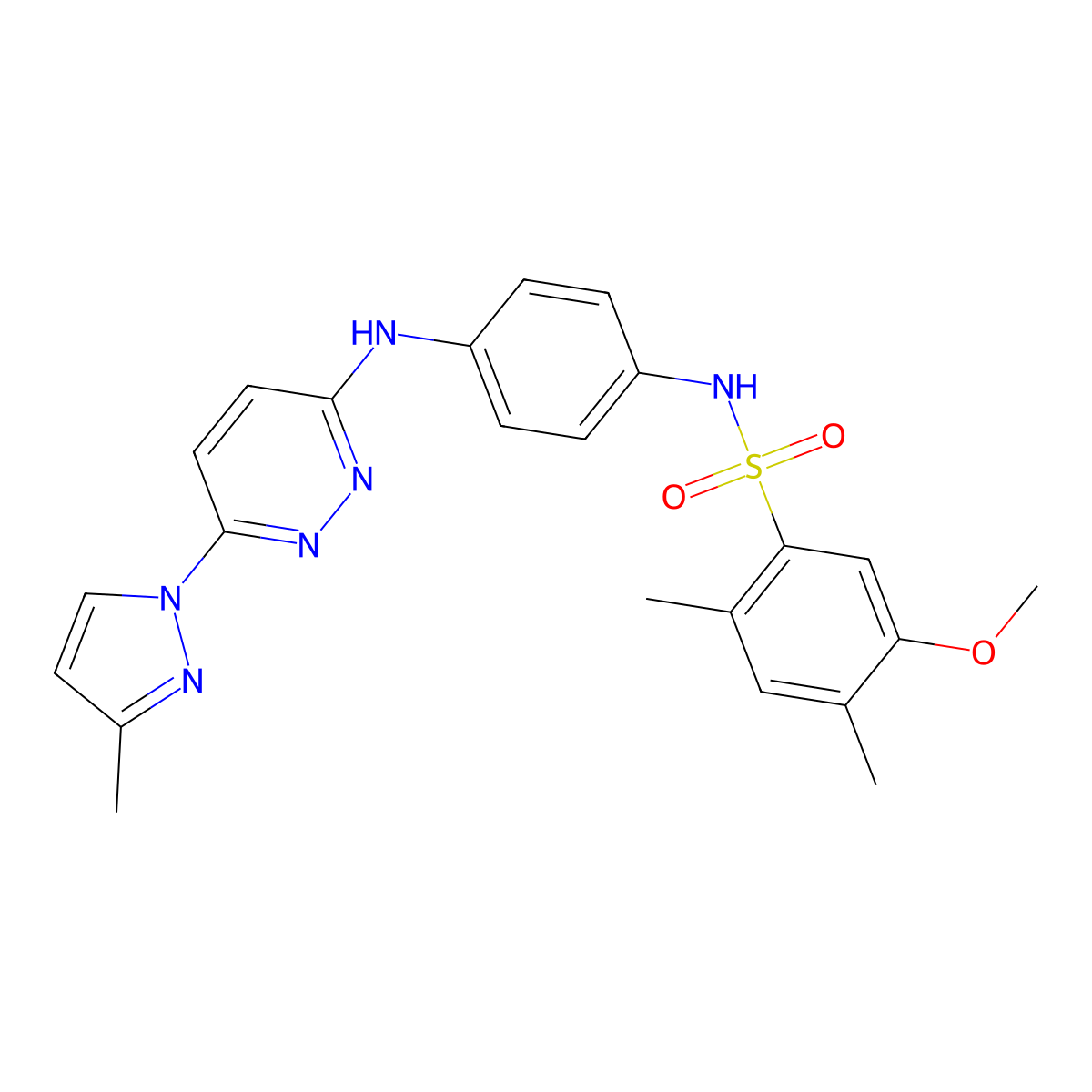 5-methoxy-2,4-dimethyl-N-(4-{[6-(3-methyl-1H-pyrazol-1-yl)pyridazin-3-yl]amino}phenyl)benzene-1-sulfonamide molecular structure, CAS 1014046-12-8