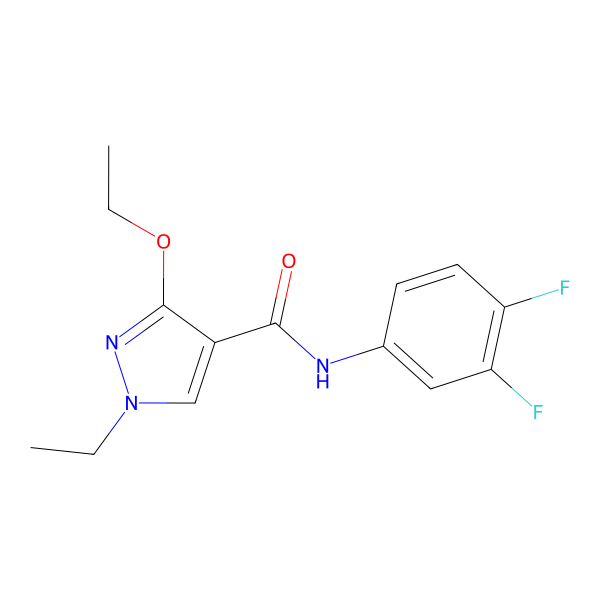 N-(3,4-difluorophenyl)-3-ethoxy-1-ethyl-1H-pyrazole-4-carboxamide molecular structure, CAS 1014046-26-4