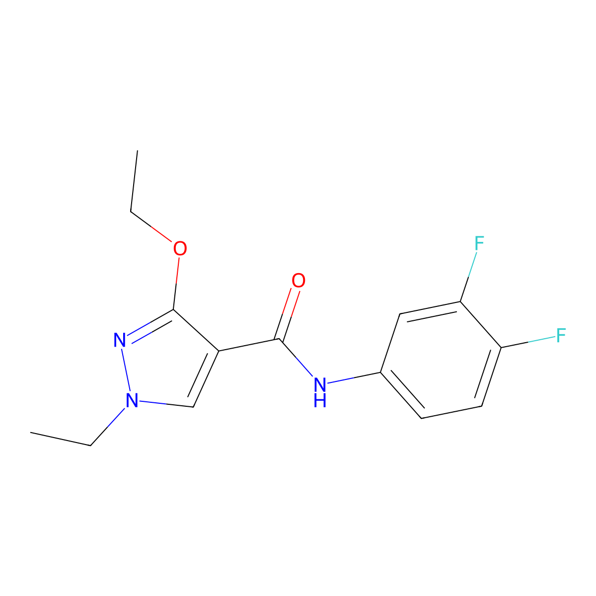 N-(3,4-difluorophenyl)-3-ethoxy-1-ethyl-1H-pyrazole-4-carboxamide molecular structure, CAS 1014046-26-4