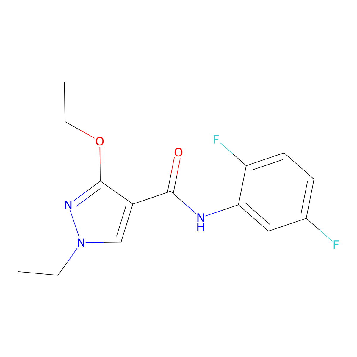 N-(2,5-difluorophenyl)-3-ethoxy-1-ethyl-1H-pyrazole-4-carboxamide molecular structure, CAS 1014046-32-2