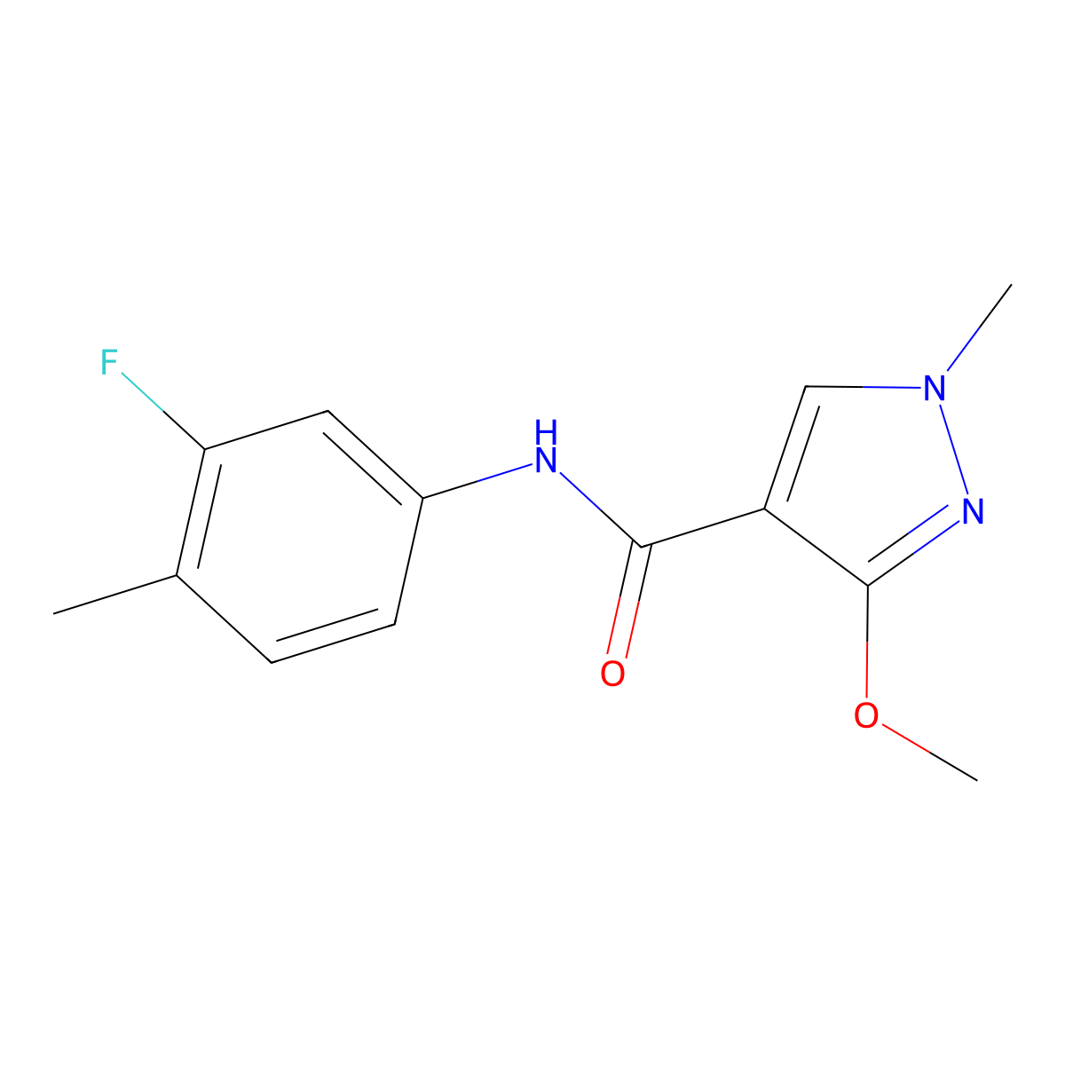 N-(3-fluoro-4-methylphenyl)-3-methoxy-1-methyl-1H-pyrazole-4-carboxamide molecular structure, CAS 1014046-39-9