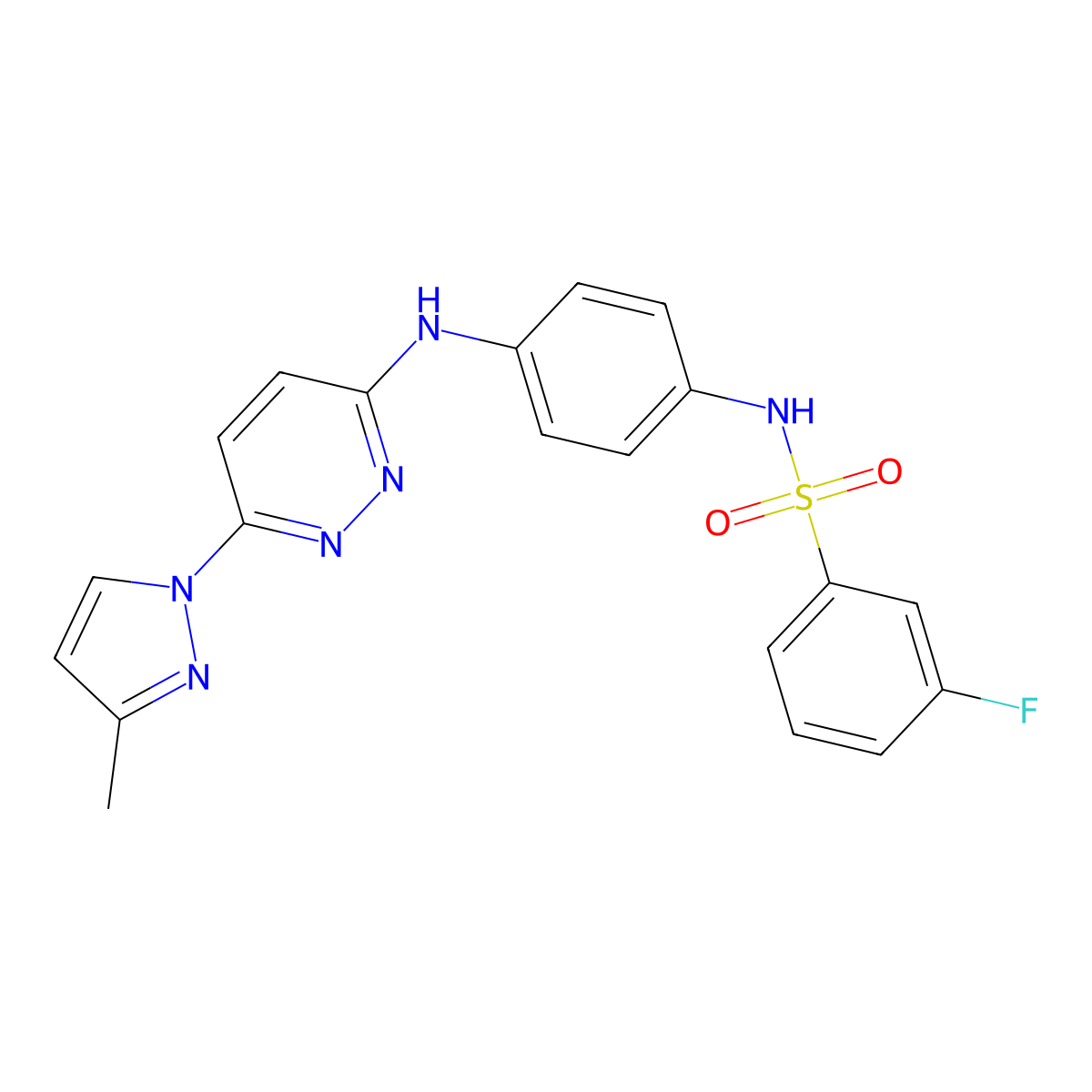 3-fluoro-N-(4-{[6-(3-methyl-1H-pyrazol-1-yl)pyridazin-3-yl]amino}phenyl)benzene-1-sulfonamide molecular structure, CAS 1014046-49-1