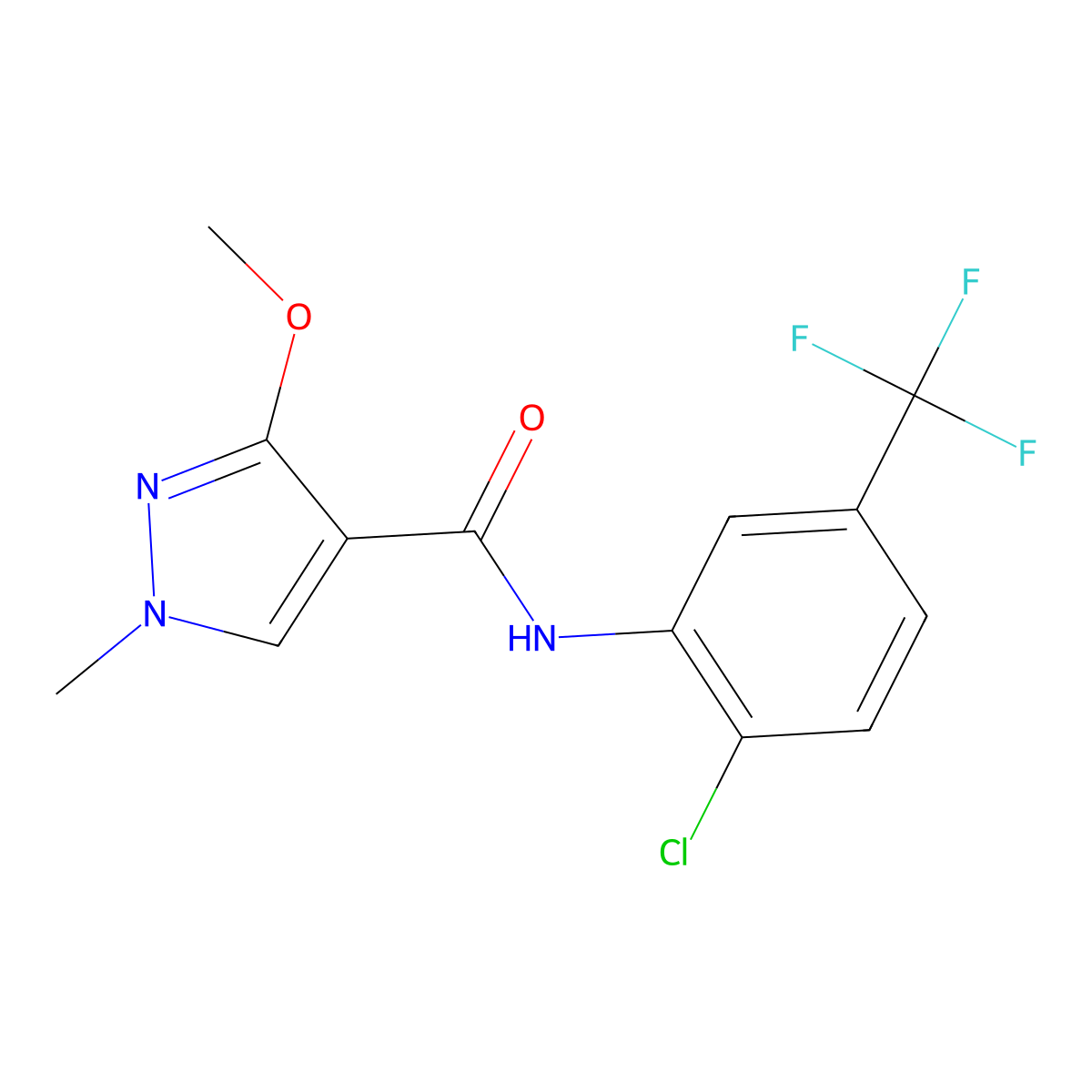 N-(2-chloro-5-(trifluoromethyl)phenyl)-3-methoxy-1-methyl-1H-pyrazole-4-carboxamide molecular structure, CAS 1014046-54-8
