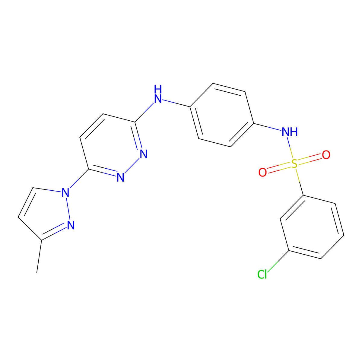 3-chloro-N-(4-((6-(3-methyl-1H-pyrazol-1-yl)pyridazin-3-yl)amino)phenyl)benzenesulfonamide molecular structure, CAS 1014046-61-7